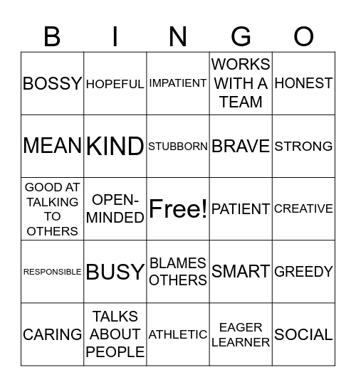 Strengths and Weaknesses Bingo Card