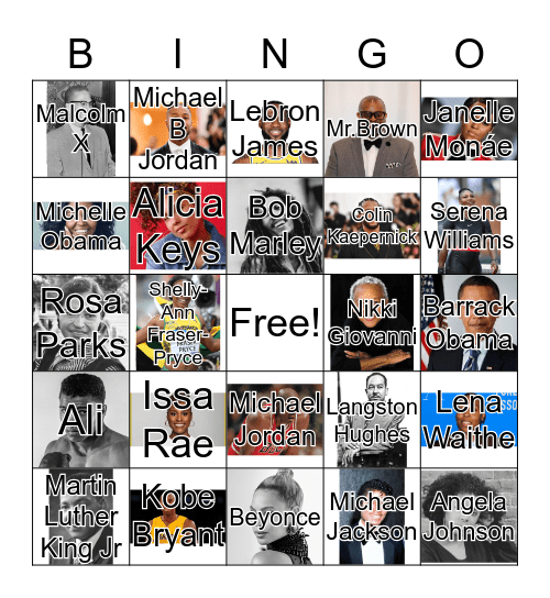 Influential African Americans Bingo Card
