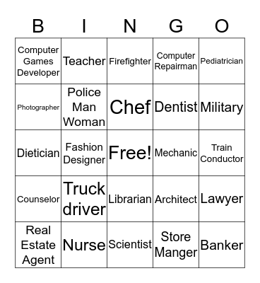 Career Bingo Card