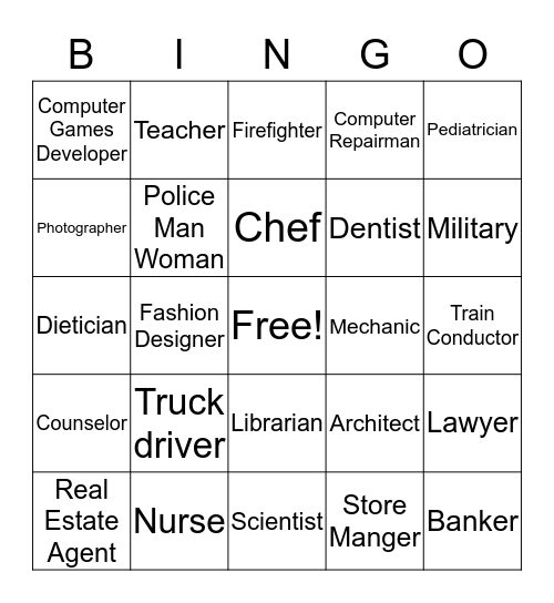 Career Bingo Card