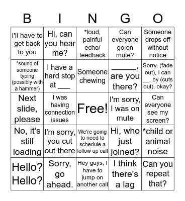 Conference Call Bingo Card