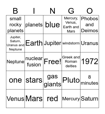 Sooooolar System Section 3 Bingo Card
