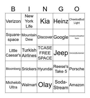 TCASE Super Bowl Bingo Card