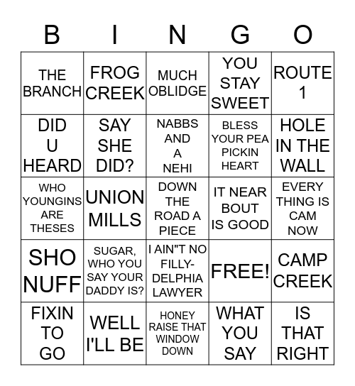 CREWS  STYLE Bingo Card