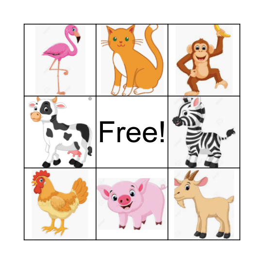 Los Animales de La Granja Bingo Card