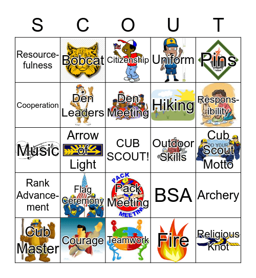 Cub  Scout Bingo Card