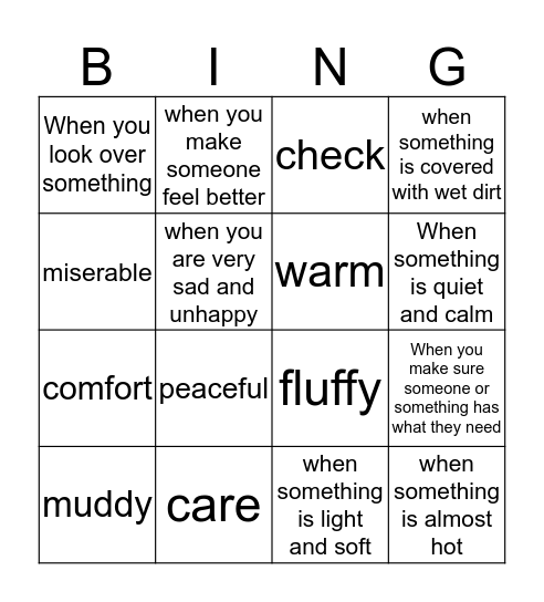 Level Peach Unit 6 Vocabulary Bingo Card