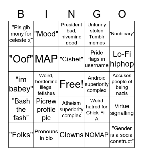 Twitter Account Bingo Card