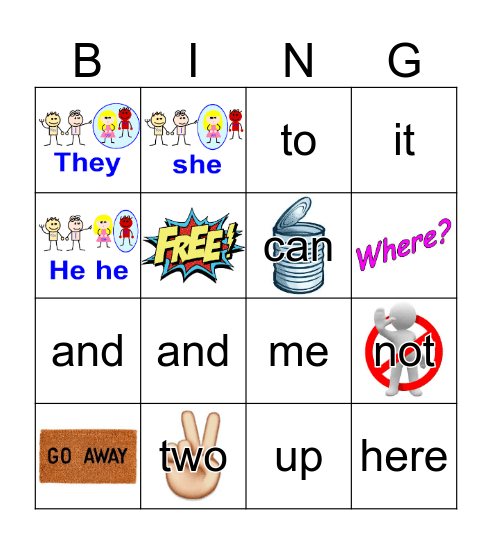 Sight Words Bingo Card