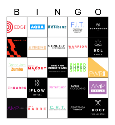 Group Fitness BINGO February 1st-28th Bingo Card