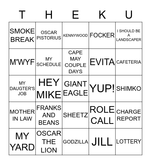 NO PROMT KU BINGO Card