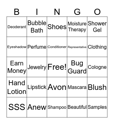 AVON Bingo Card