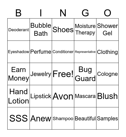 AVON Bingo Card