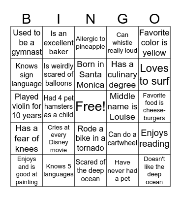 City Care-acters!  Bingo Card