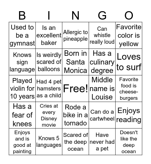 City Care-acters!  Bingo Card