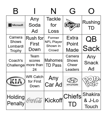 Super Bowl Bingo Card