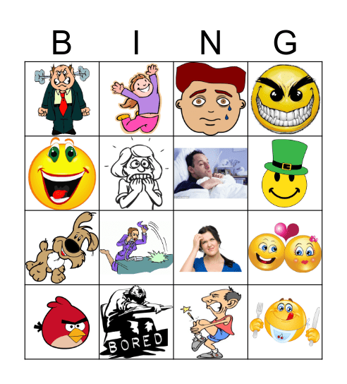 Emotion Bing Bingo Card