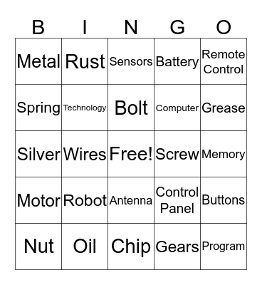 Robot Bingo Card