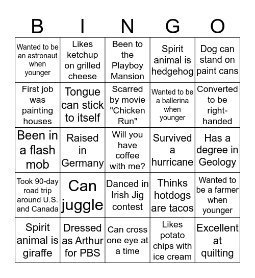 Mingle Bingo Card