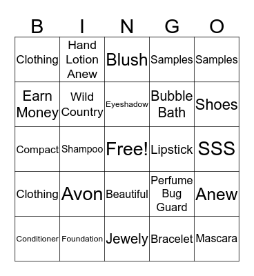 AVON Bingo Card