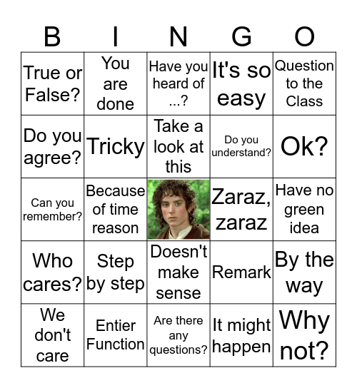 Frogo Bingo Card