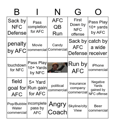 SUPER BOWL BRINGO Bingo Card