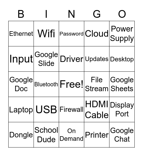 Tech Bingo Card