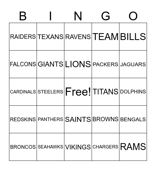 SUPER BOWL PARTY Bingo Card