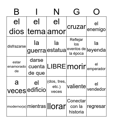 SP 2H Unidad 4 Bingo Card