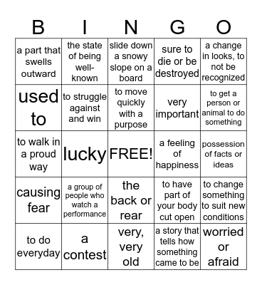 VOCABULARY BINGO Card