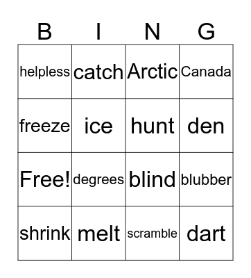 Polar Bear Bingo Card