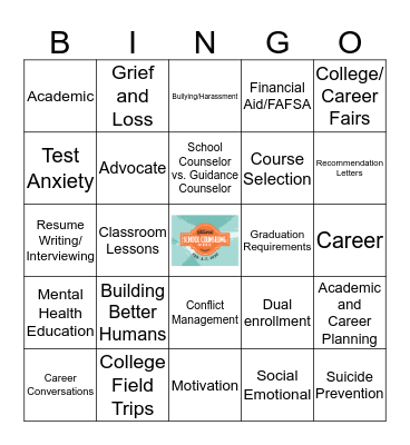 National School Counseling Week 2020 Bingo Card
