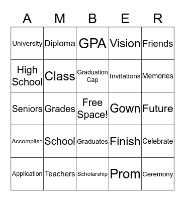 Princess Grad 2014 Bingo Card