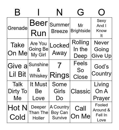Music Bingo 60-11 Bingo Card