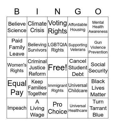 Democratic Debate Bingo! Bingo Card