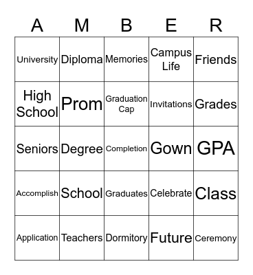Princess Grad 2014 Bingo Card