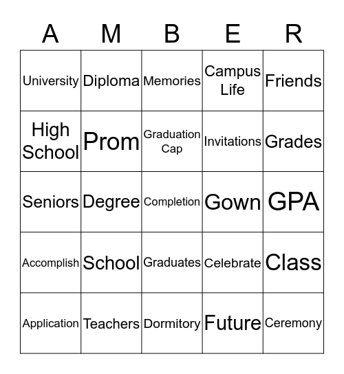 Princess Grad 2014 Bingo Card