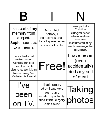 Pingo Bingo Card