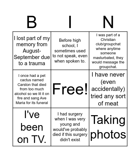 Pingo Bingo Card