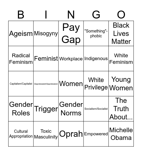 Women and Gender Studies Bingo Card