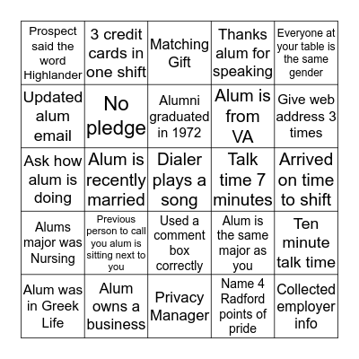 Bingo Card
