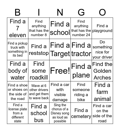 Vanamily Bingo Card