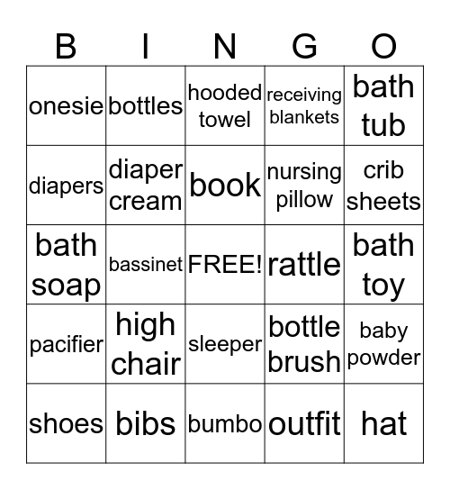 Its a BOY Bingo Card