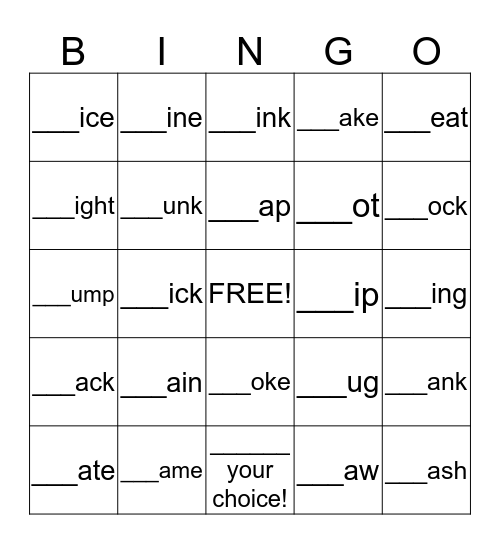 37 Common Word Parts-set 2 Bingo Card