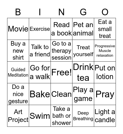 COPING SKILLS Bingo Card