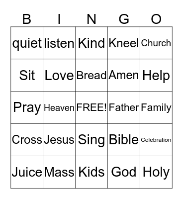 Holy Bingo Card