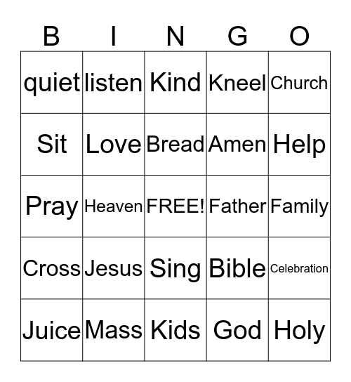 Holy Bingo Card