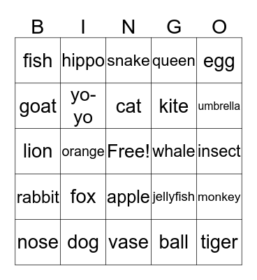 ABC Bingo Card