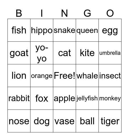 ABC Bingo Card