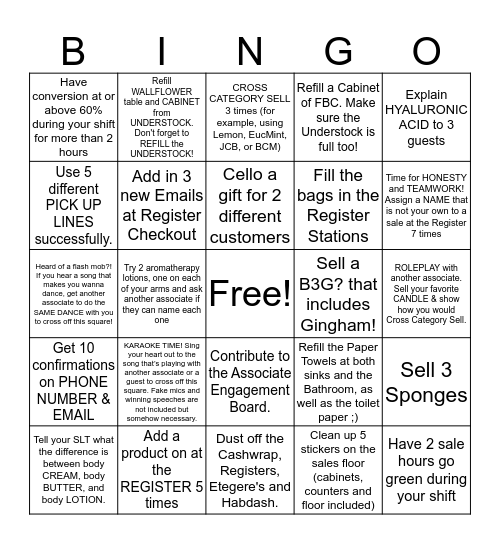 Bath & Body Works Bingo! Bingo Card